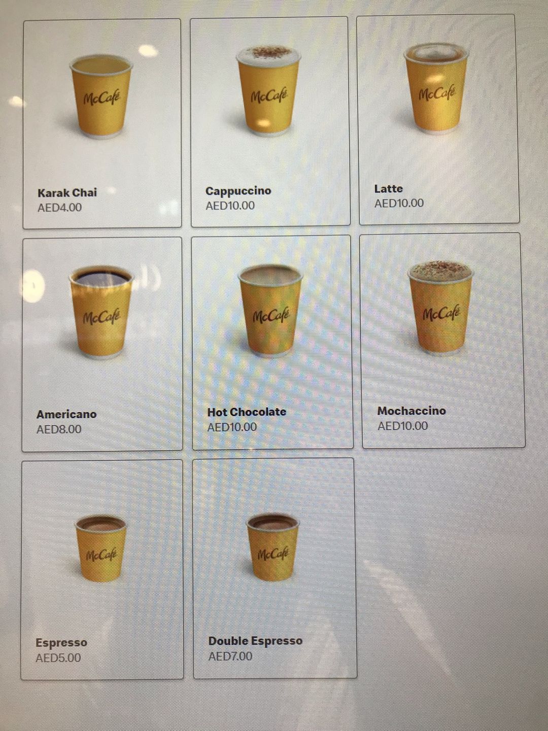 Cennik McDonald’s w Dubaju 