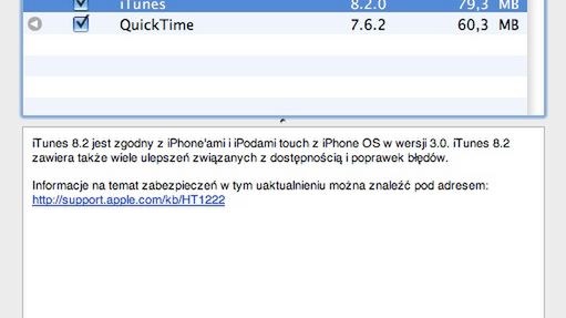 Aktualizacje iTunes 8.2 i QuickTime 1