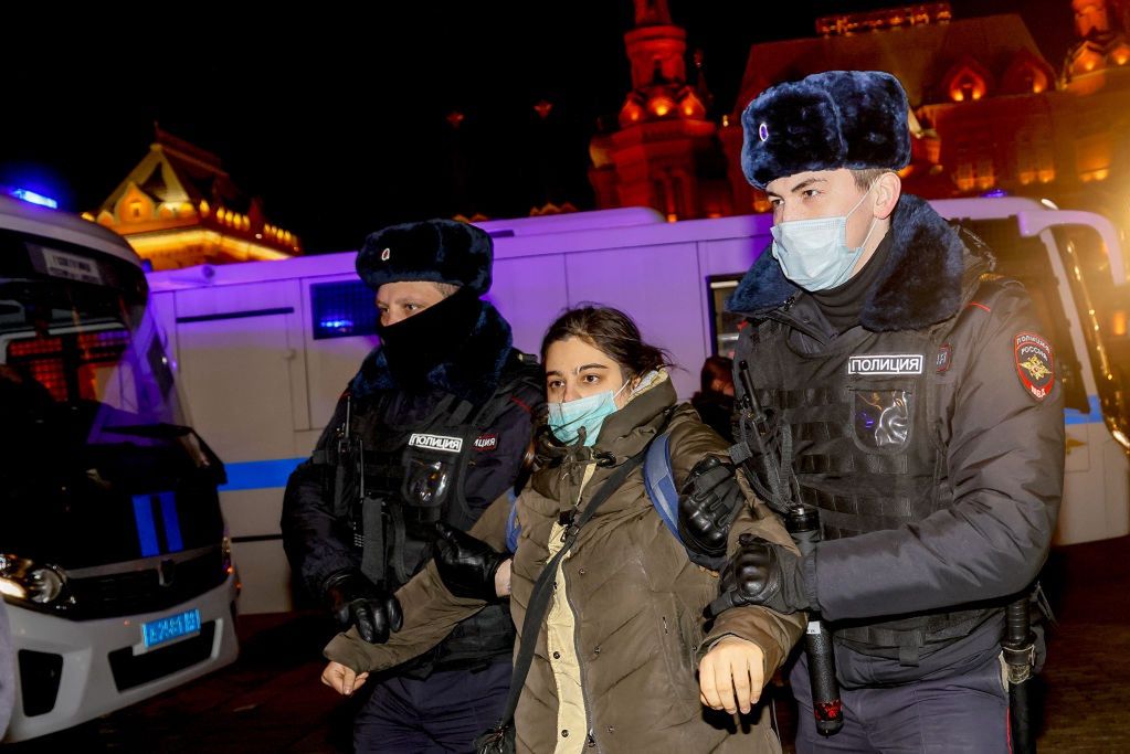 Protest antywojenny w Moskwie na początku marca 