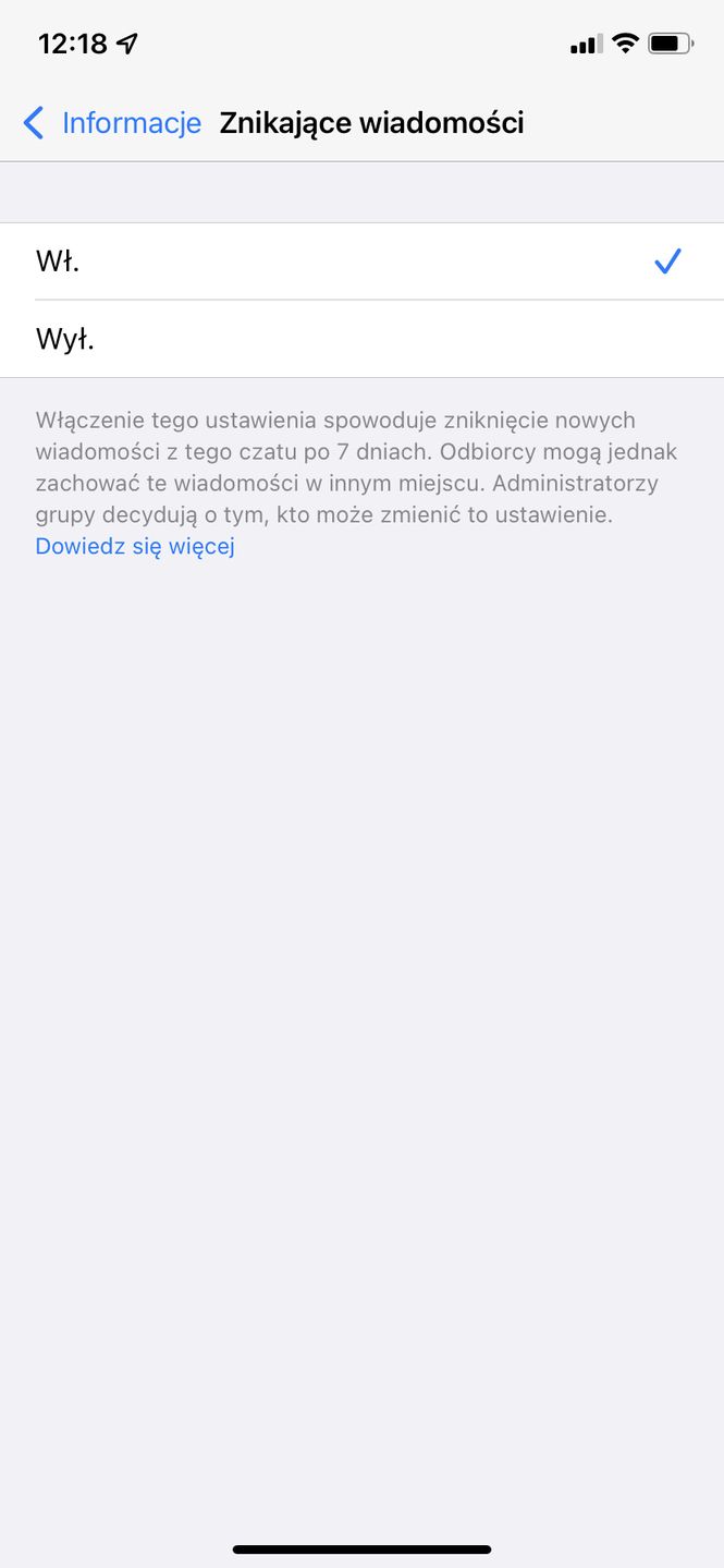 Znikające wiadomości w WhatsAppie