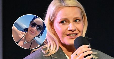 Małgorzata Kożuchowska wygrzewa się na łódce. Czarne bikini hipnotyzuje