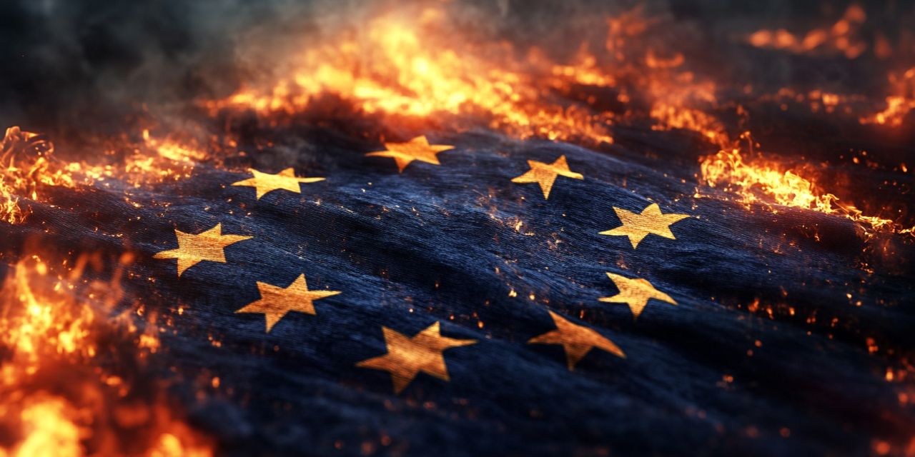 Skandaliczne zachowanie Grzegorza Brauna: Zdeptał i spalił flagę Unii Europejskiej w Katowicach