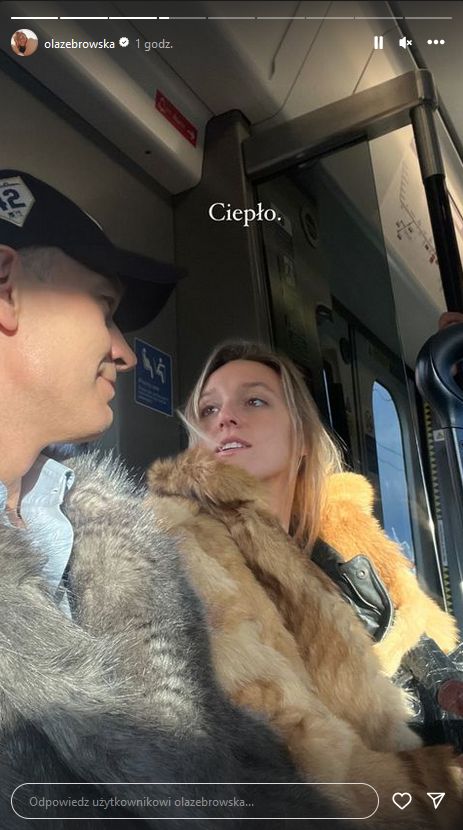 Ubrani w futra Aleksandra i Michał Żebrowscy relacjonują wyjazd bez dzieci