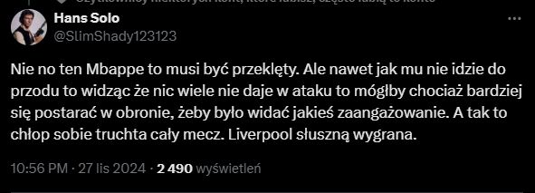 Kibice Realu Madryt zawiedzeni postawą Kyliana Mbappe