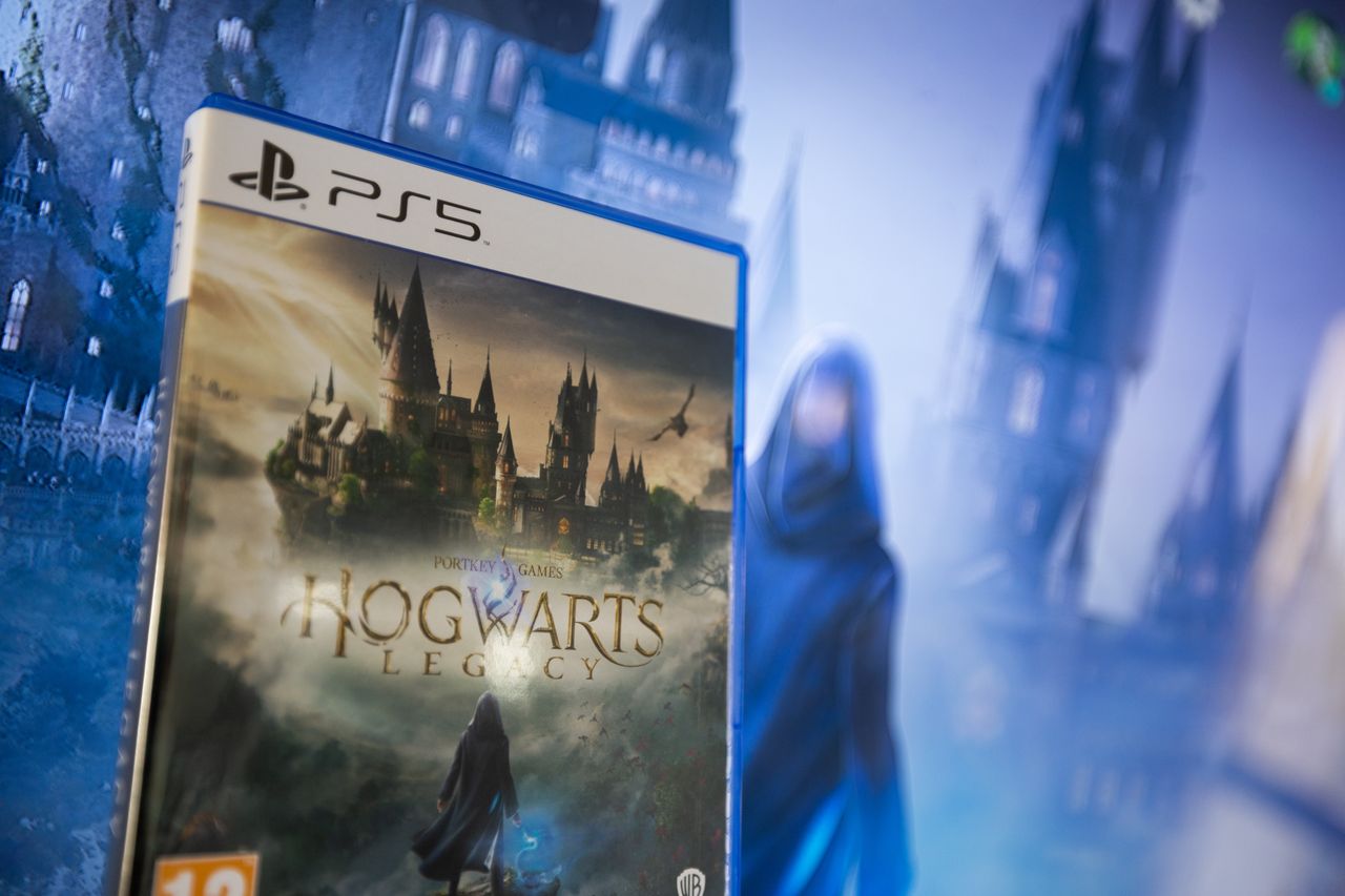 A physical version of Hogwarts Legacy for the PS5 in LAquila, Italy, on February 10, 2023. -Hogwarts Legacy  the new open-world video game by Avalanche and Warner Bros. Discovery has been released on Friday. The game already broke a record on Twitch for being the most-watched single-player game, played by streamers who got the game early.  (Photo by Manuel Romano/NurPhoto via Getty Images)