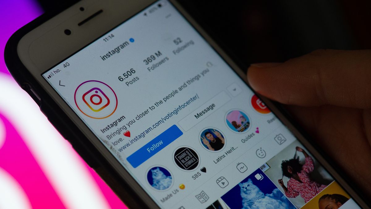 A user on Instagram social network in L'Aquila, Italy, on October 3, 2020. Today Facebook's program Instagram turns ten years from his launch. (Photo Illustration by Lorenzo Di Cola/NurPhoto via Getty Images)