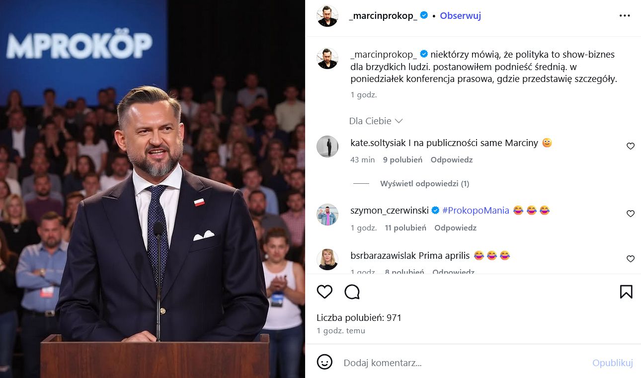 Marcin Prokop rozbawił internautów 