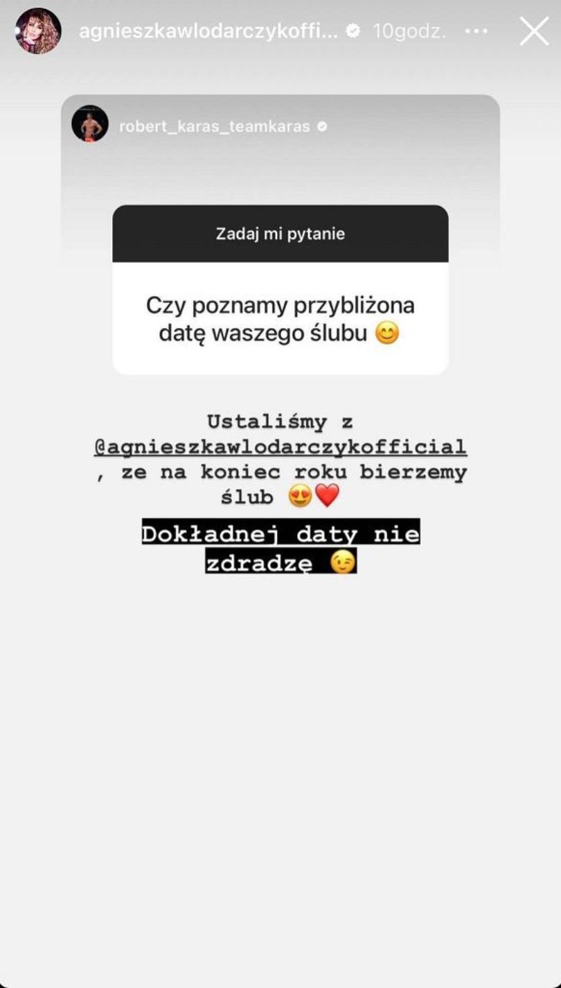 Agnieszka Włodarczyk szykuje się do ślubu. Robert Karaś zdradził szczegóły