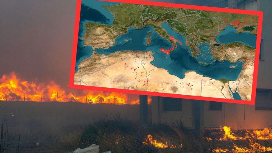 Pożary w Europie. Mapa 2023. Ogień w kolejnych państwach