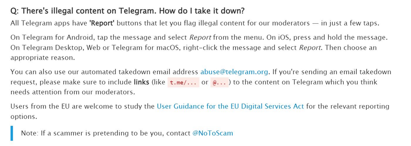 Telegram FAQ - nowy regulamin