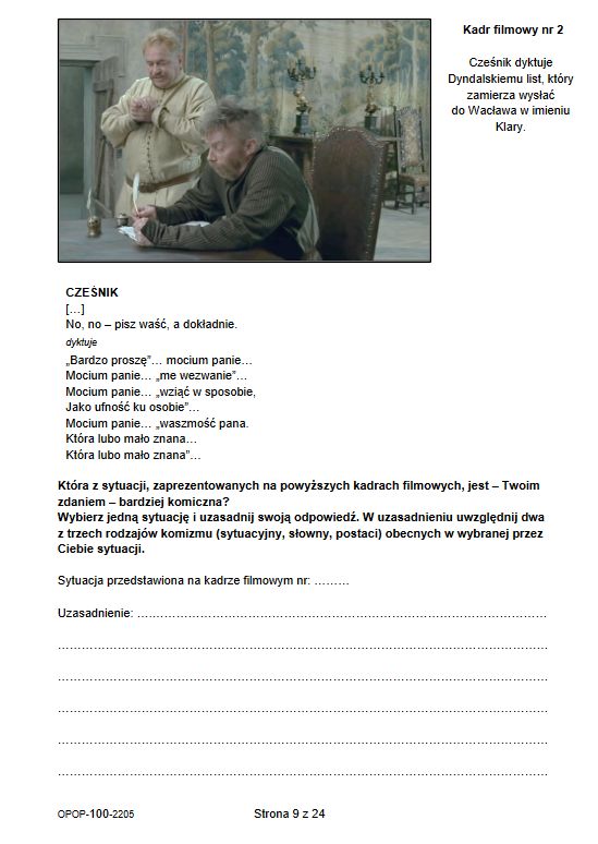 Arkusz egzaminacyjny z j. polskiego 2022 r.