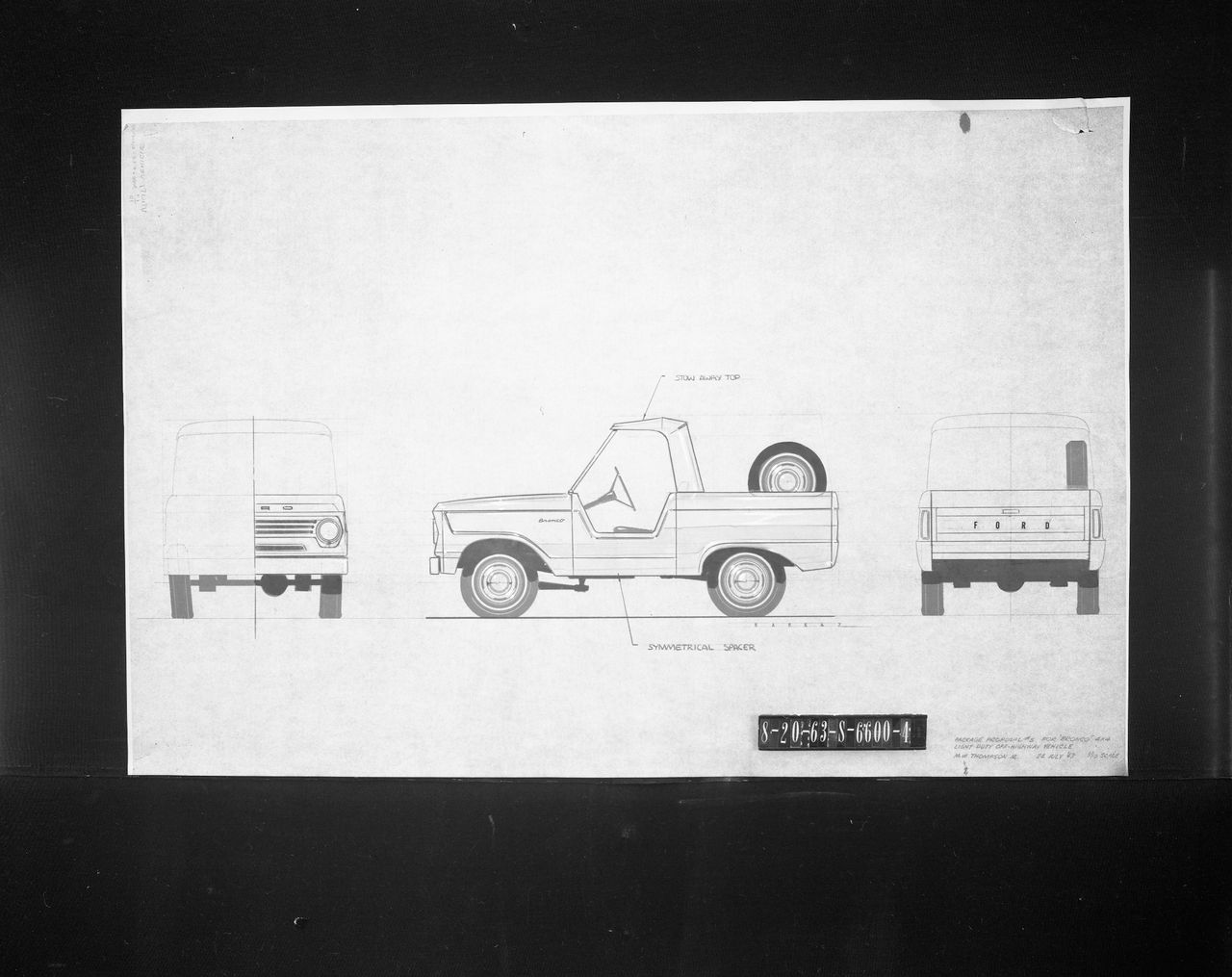 Pierwsze szkice Forda Bronco, nakreślone przez McKinleya Thompsona Jr.