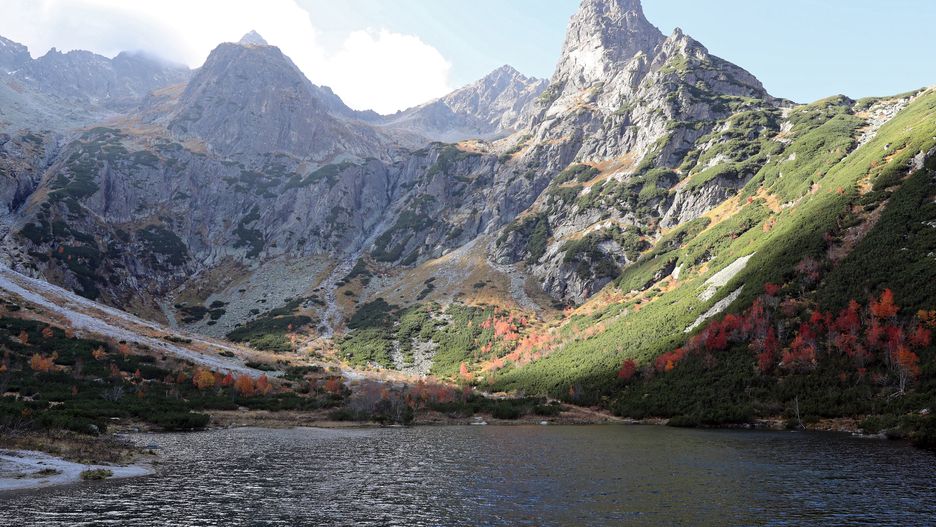 Pejzaż w rejonie Zielonego Stawu Kieżmarskiego w Tatrach Wysokich na Słowacji