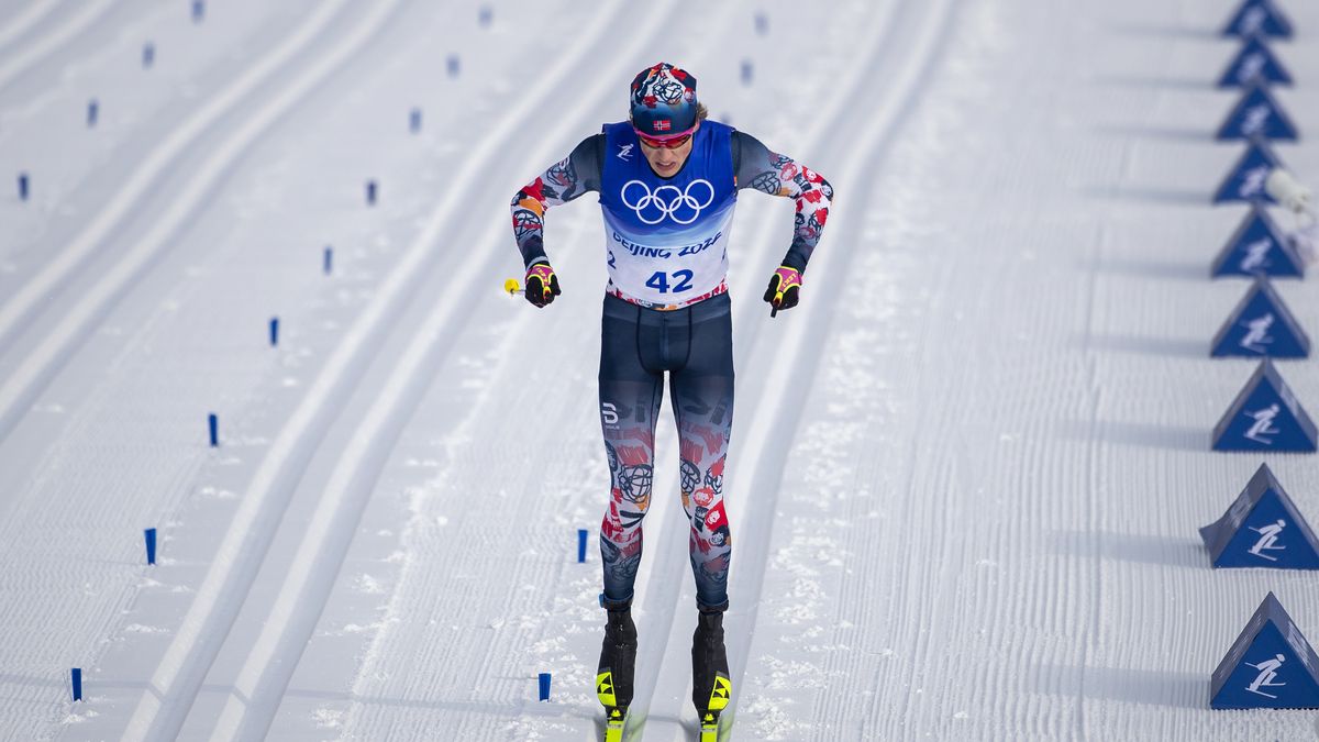 BEIJING, CHINA - February 11:  Johannes Hoesflot Klaebo of Norway in action in the Cross-Country Skiing Men's 15km Classic at Genting Snow Park during the Winter Olympic Games on February 11th, 2022 in Zhangjiakou, China.  (Photo by Tim Clayton/Corbis via Getty Images)