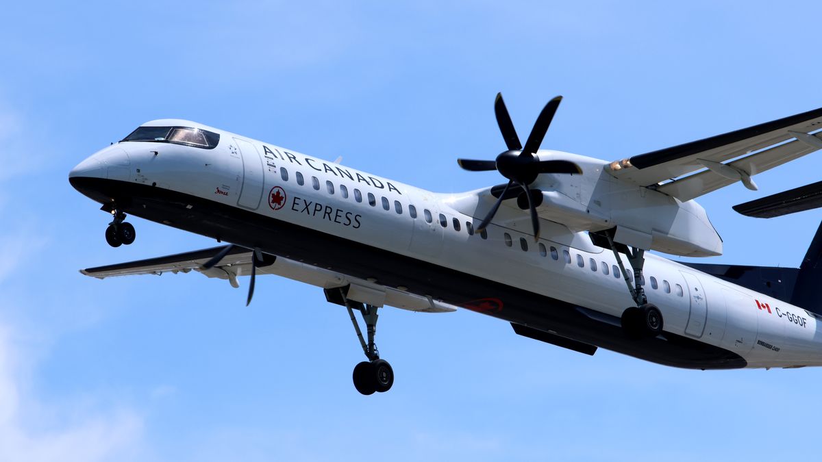 An Air Canada Express aircraft arrives at Toronto Pearson International Airport in Mississauga, Ontario, on May 27, 2026. (Photo by Mike Campbell/NurPhoto via Getty Images)
