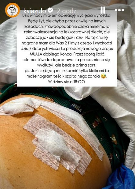 Książulo nadaje ze szpitala (Instagram)