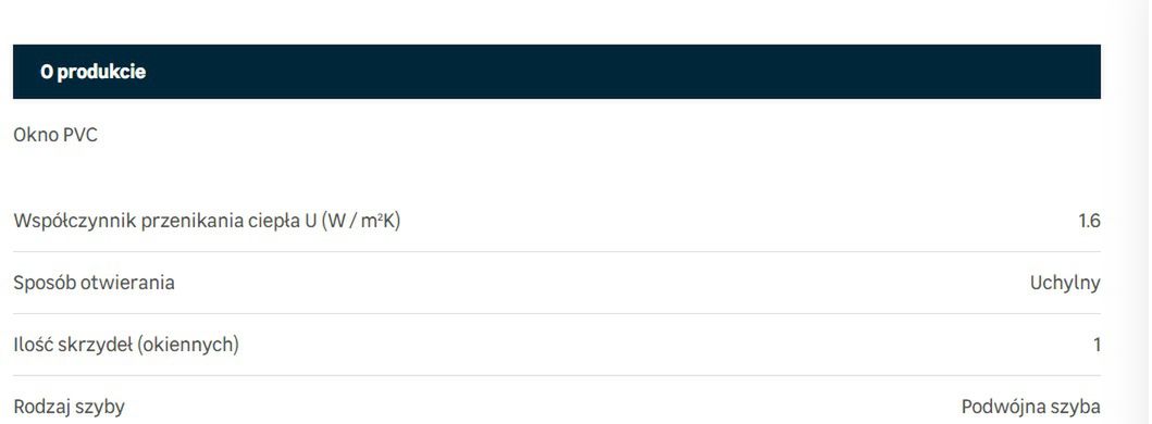 Przykładowe okna, dostępna na stronach internetowych marketów budowlanych