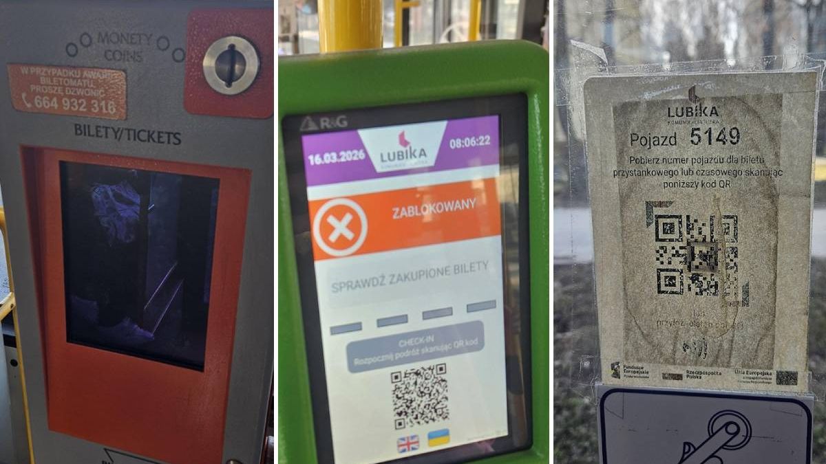 Wyłączony biletomat, zablokowany kasownik emv, nieczytelny kod QR