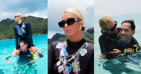 Rozanielona Paris Hilton dokazuje z płaszczkami i świeżo upieczonym mężem w podróży poślubnej (ZDJĘCIA)