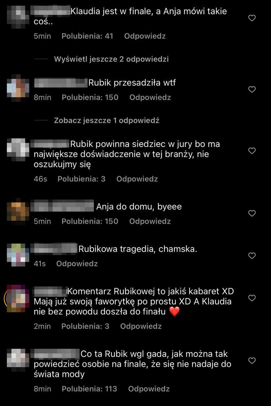 Reakcje na komentarz Rubik