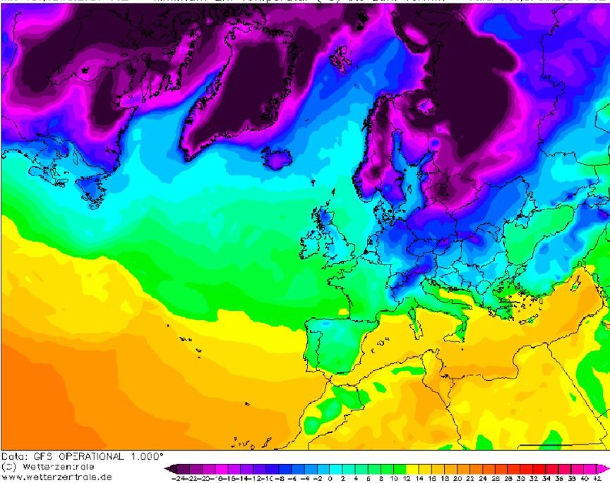 Pogoda długoterminowa. Model pokazuje przewidywania, co do drugiej fali zimna (Źródło: wetterzentrale.de)