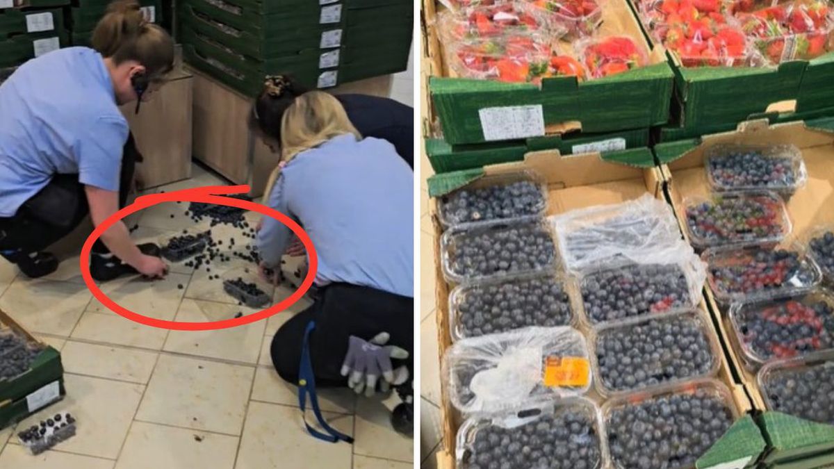 Skandaliczne sceny w Lidlu. Owoce zebrane z podłogi trafiają na 