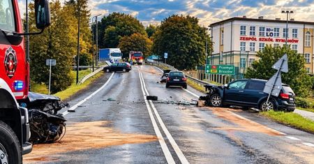 Kolizja, a za nią karambol w Rymanowie. Ranne zostały cztery osoby