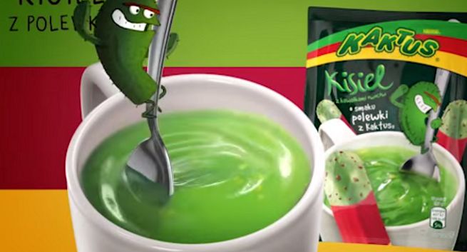 Kisiel Kaktus reklamowany „z polewką” (wideo)