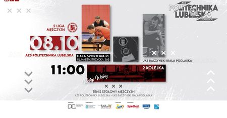 Mecz 2 Ligi Tenisa Stołowego Mężczyzn AZS Politechnika Lubelska – UKS Baczyński Biała Podlaska w najbliższą niedzielę
