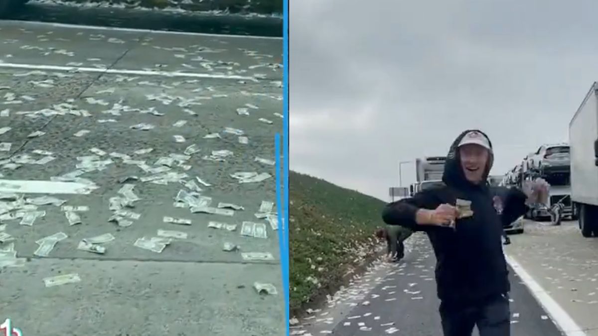 Z opancerzonego pojazdu wyleciały tysiące dolarów 