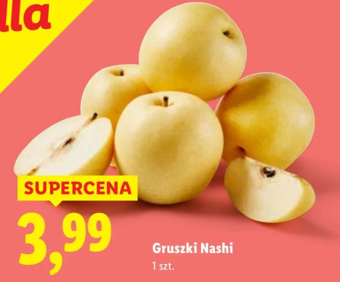 Gruszki nashi dostępne w promocji w Lidlu