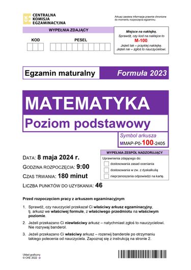 Arkusz matematyka. Matura 2024 w nowej formule