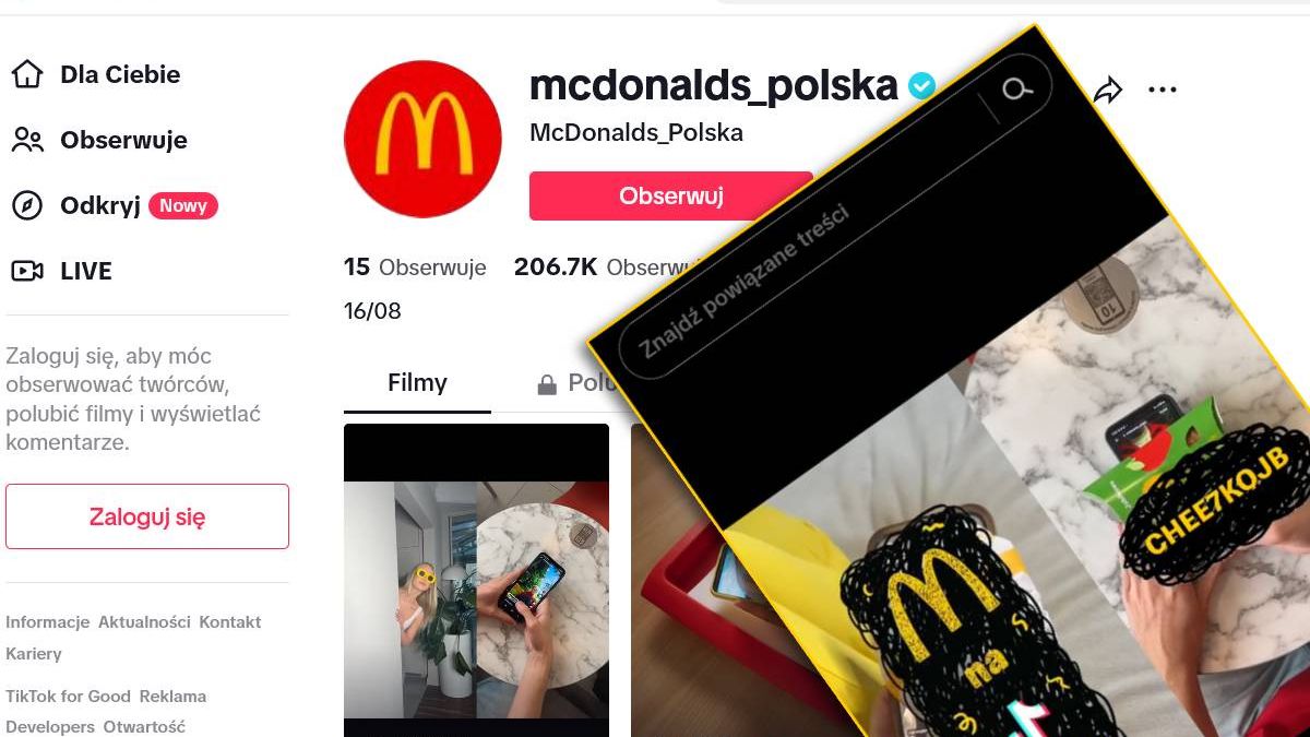 Kody do McDonalds na TikToku