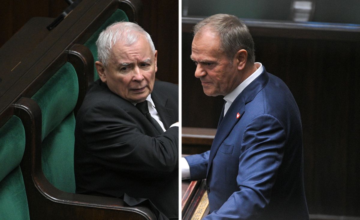 Jarosław Kaczyński, donald tusk, orędzie Oczekiwana zmiana miejsc OPINIA