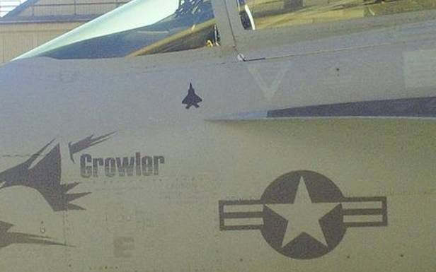 Symbol zwycięstwa nad F-22 na kadłubie EA-18G (Fot. FLightGlobal.com)