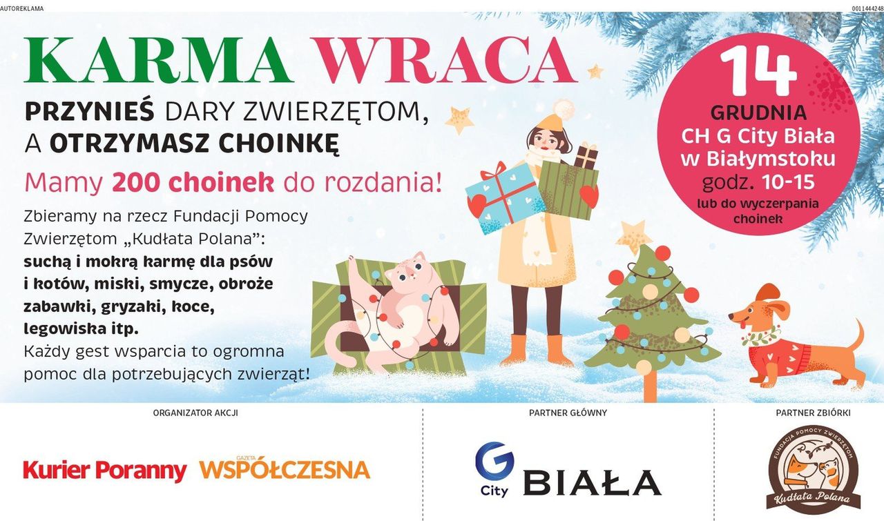 Białystok: Daj karmę, odbierz choinkę. Akcja "Karma wraca"
