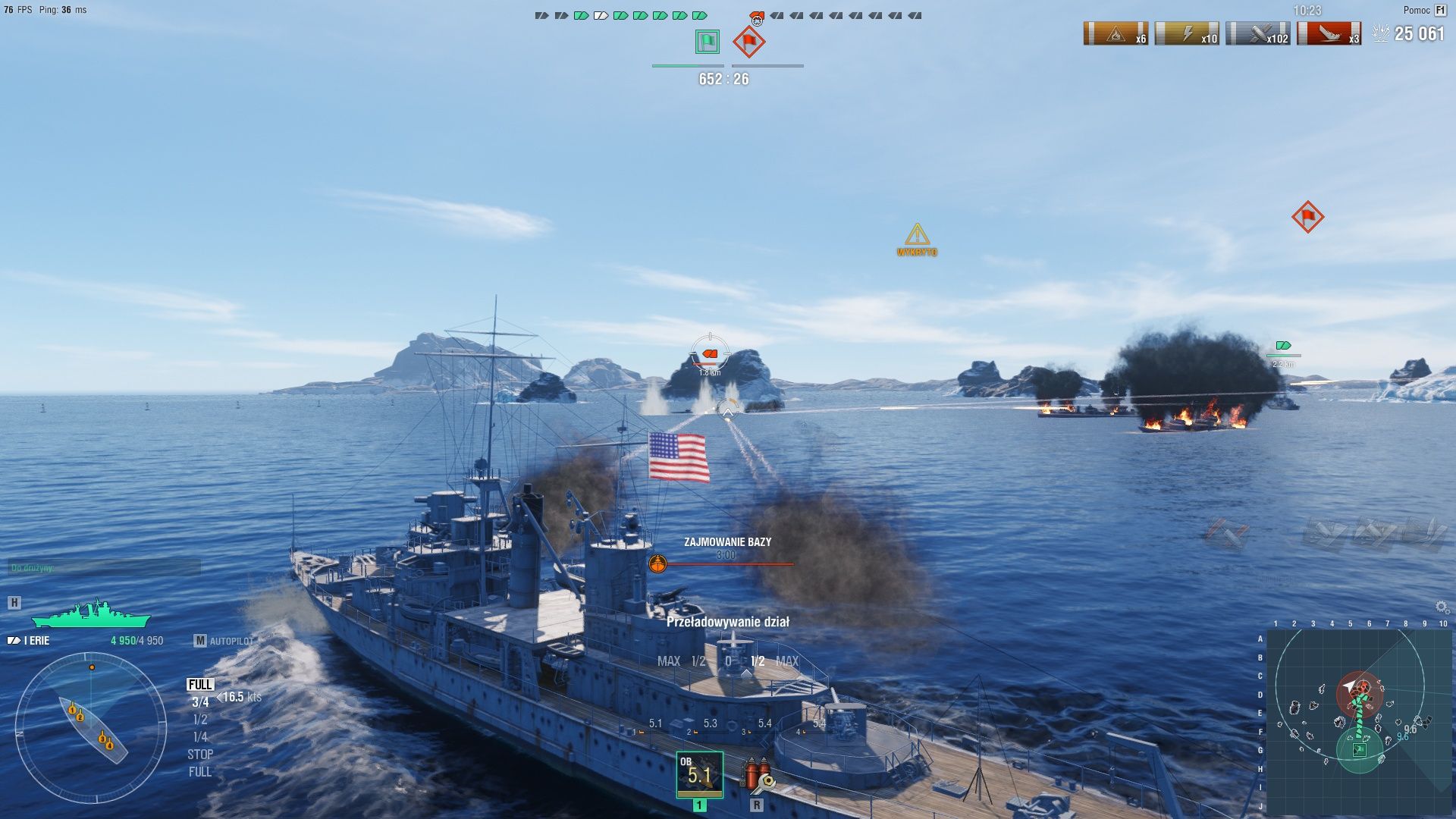 World of Warships - trafiony