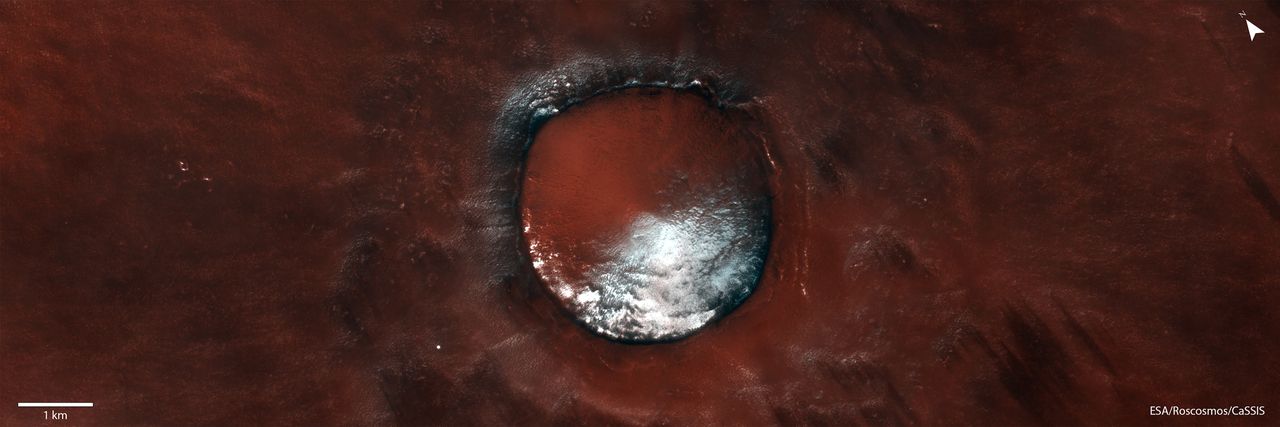 Europejska Agencja Kosmiczna ujawniła lodowy krater na Marsie. Wygląda przepięknie