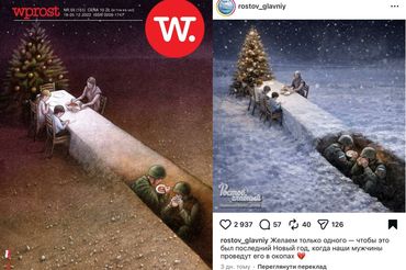 Z lewej: okładka "Wprost", po prawej rosyjska kopia 