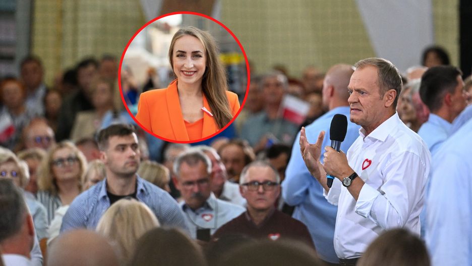 Karolina Pikuła na wiecu Donalda Tuska w Rzeszowie 