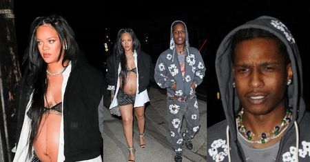 Rihanna w staniku i z OGROMNYM brzuchem na wierzchu zmierza na kolację z ASAPem Rockym (ZDJĘCIA)