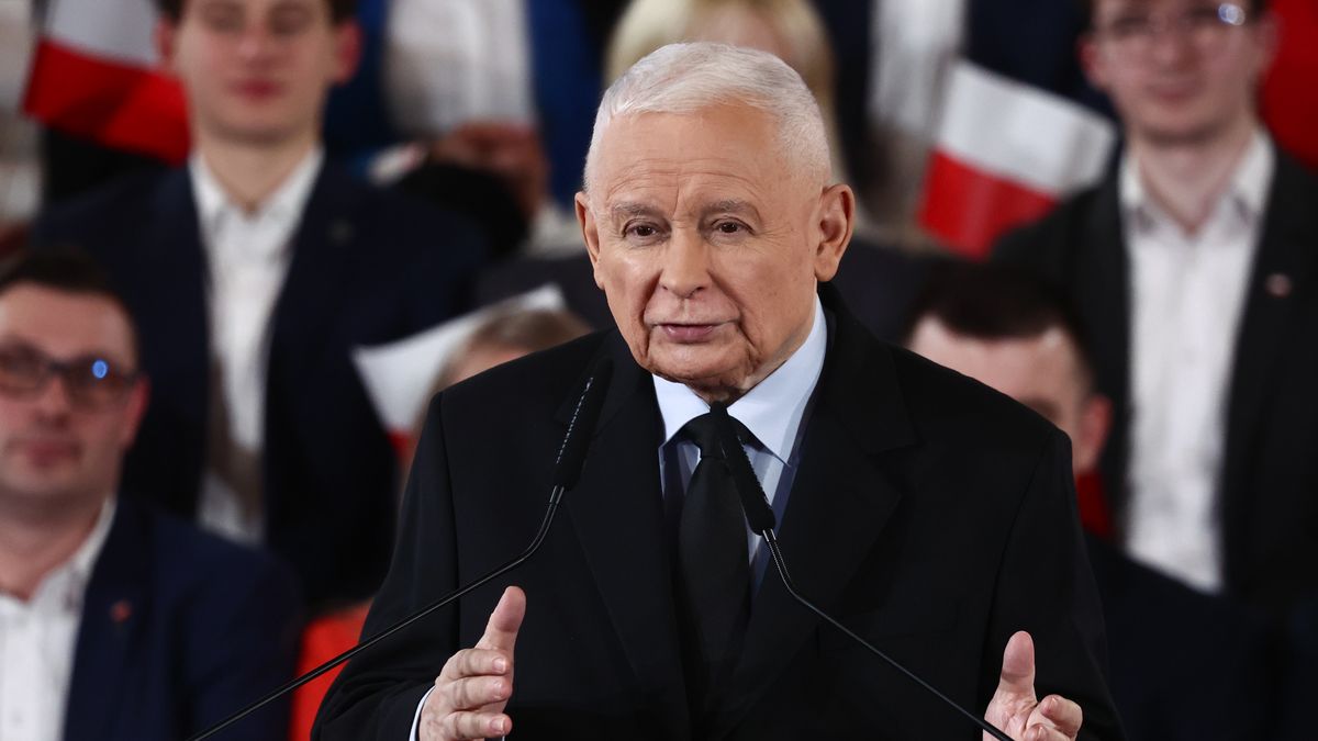 Law and Justice party leader Jaroslaw Kaczynski during his speech announcing Przemyslaw Czarnek as the party candidate for Polish Prime Minister in Krakow, Poland on March 7, 2026. (Photo by Jakub Porzycki/NurPhoto via Getty Images)
