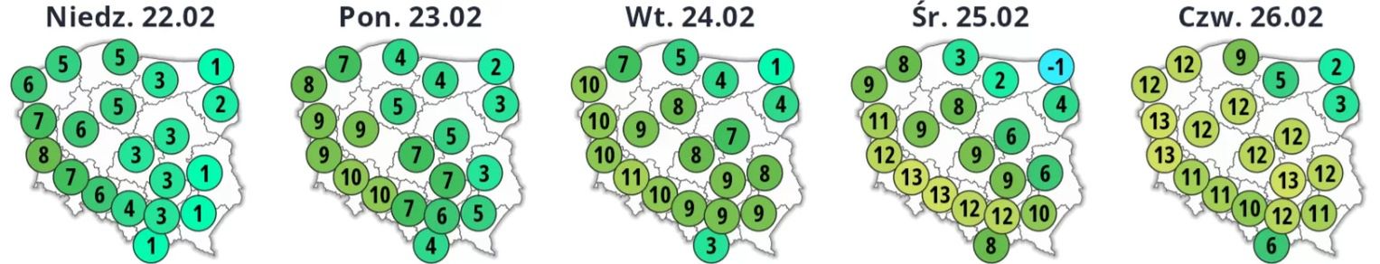 Prognoza pogody na końcówkę lutego.