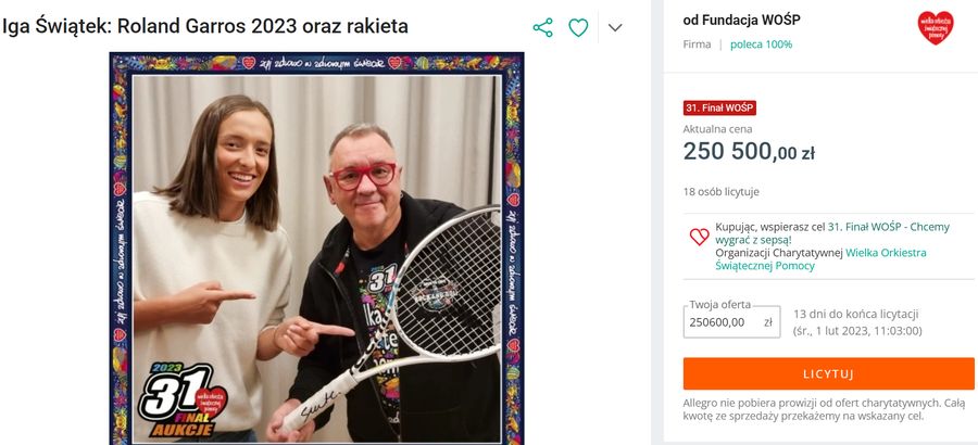 Najciekawsze aukcje WOŚP 2023