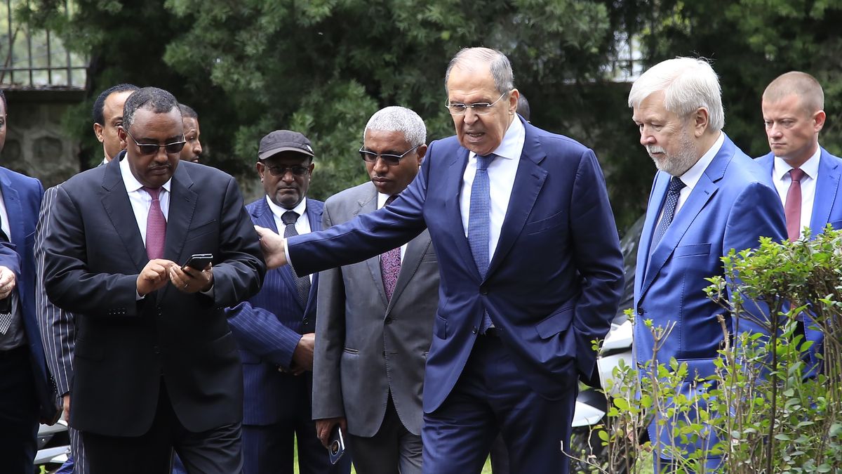 Russian Foreign Minister Sergey Lavrov in Ethiopia
ADDIS ABABA, ETHIOPIA - JULY 27: Russian Foreign Minister Sergey Lavrov (2nd R) meets Minister of Foreign Affairs of Ethiopia Demeke Mekonnen (L) at Russian Embassy in Addis Ababa, Ethiopia on July 27, 2022. (Photo by Minasse Wondimu Hailu/Anadolu Agency via Getty Images)
Anadolu Agency
minister of foreign affairs of ethiopia demeke mekonnen, russian embassy, russian foreign minister sergey lavrov
