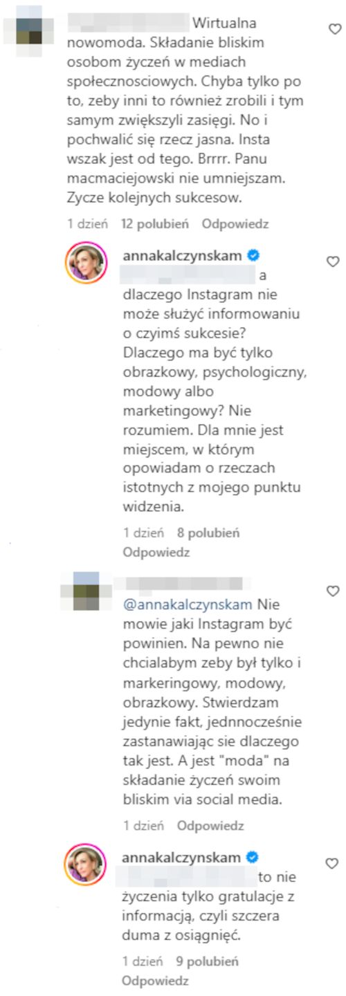 Anna Kalczyńska spiera się z internautką