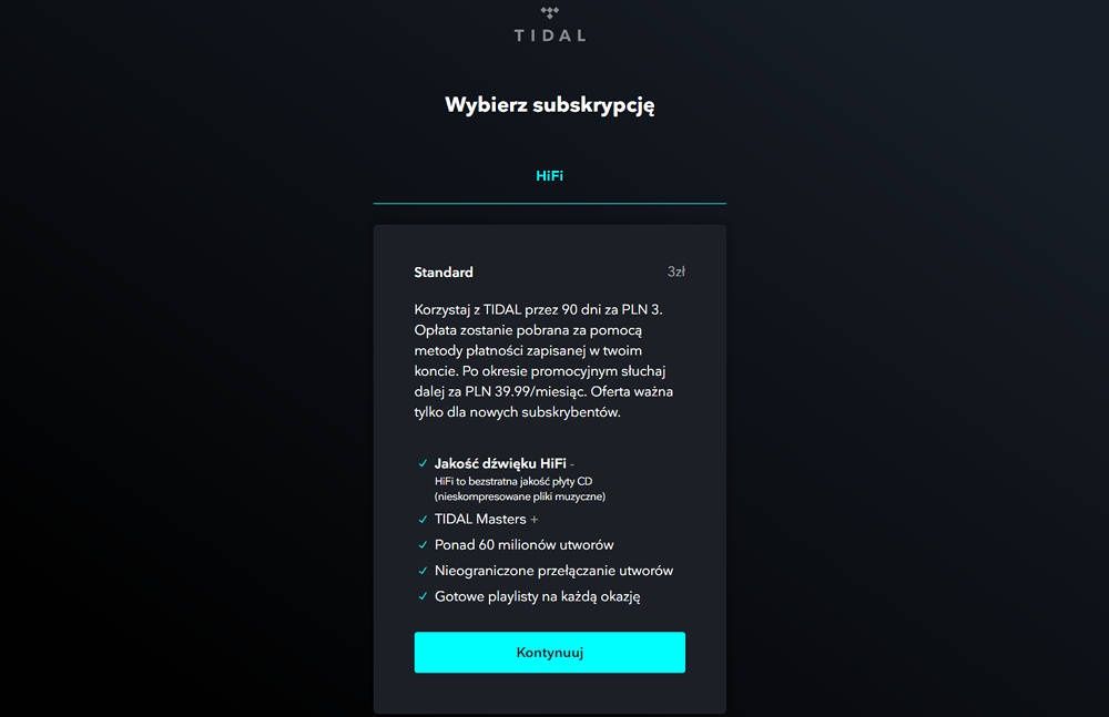 Tidal promocja