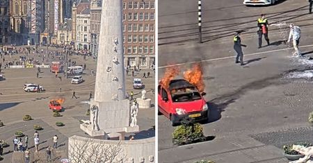 "Brzmiało to jak implozja". W Amsterdamie spłonął samochód