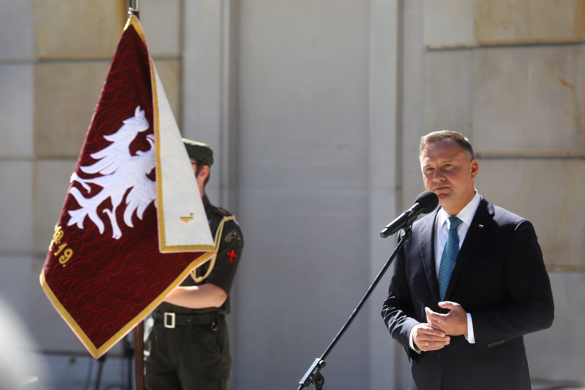 Warszawa. Prezydent Andrzej Duda podczas spotkania z przedstawicielami samorządów i mieszkańców Wielkopolski 