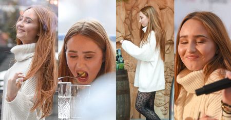 Angelika Mucha promuje podróbki perfum i pałaszuje ciepłe kluseczki w Zakopanem (ZDJĘCIA)